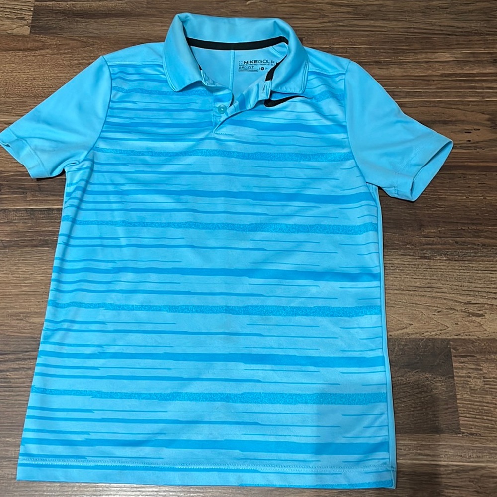 Youth boys small blue Nike golf dri fit polo